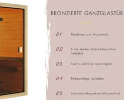 Elementsauna Karibu Horna inkl. 9 kW Bio Ofen ext.Steuerung ohne Dachkranz mit bronzierter Ganzglastüre
