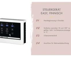 Elementsauna Karibu Nybro inkl. 9 kW Ofen u.ext.Steuerung ohne Dachkranz mit bronzierter Ganzglastüre