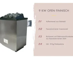 Elementsauna Karibu Nybro inkl. 9 kW Ofen u.ext.Steuerung ohne Dachkranz mit bronzierter Ganzglastüre