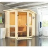 Elementsauna Karibu Omelia 1 inkl. 9 kW Bio Ofen u.ext.Steuerung mit Dachkranz und bronzierter Ganzglastüre