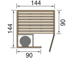 Elementsauna Weka Kiruna GT Gr.1 inkl.3,6 kW Ofen u.integr.Steuerung mit graphitfarbeneer Ganzglastüre