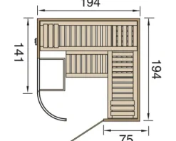 Elementsauna Weka Sara Gr.1 inkl. 7,5 kW Ofen u.digitaler Steuerung mit Fenster und graphitfarbeneer Ganzglastüre