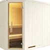 Elementsauna Weka Varberg 4 ohne Ofen mit graphitfarbeneer Ganzglastüre