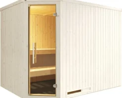 Elementsauna Weka Varberg 4 ohne Ofen mit graphitfarbeneer Ganzglastüre