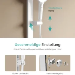 EMKE Duschsäule inkl. Thermostat, Duschpaneel mit armatur, Regenduschesche 36 cm, Handbrause mit 4 Strahlarten, Weiß