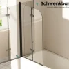 EMKE Badewannenaufsatz 120 x 140 cm 2-teilig Duschwand für Badewanne Faltbare mit Nano-Beschichtung 6mm ESG Glas Schwarz