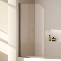 EMKE Badewannenaufsatz 70 x 140 cm, Duschwand für Badewanne, 6 mm ESG-Sicherheitsglas mit Nano-Beschichtung Chrom