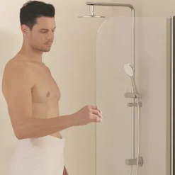 EMKE Badewannenaufsatz 70 x 140 cm, Duschwand für Badewanne, 6 mm ESG-Sicherheitsglas mit Nano-Beschichtung Chrom