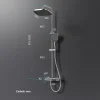 EMKE Duschpaneel mit Thermostat, Duschset mit armatur, Kopfbrause Ø 26 cm, Badewannenauslauf, Kupfer, Chrom