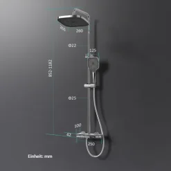 EMKE Duschpaneel mit Thermostat, Duschset mit armatur, Kopfbrause Ø 26 cm, Badewannenauslauf, Kupfer, Chrom