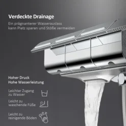 EMKE Duschpaneel mit Thermostat, Duschset mit armatur, Kopfbrause Ø 26 cm, Badewannenauslauf, Kupfer, Chrom