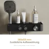 EMKE Duschset mit Thermostat 2 Ausläufen 3-Funktionen-Handbrause Unterer Auslauf Höhenverstellbarem Duschstangen-Set Eckig Anthrazit