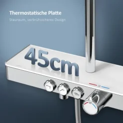 EMKE Duschsäule inkl. Umsteller Chrom, Duschsystem mit armatur, extra‑flache Kopfbrause, Badewannenarmatur, Edelstahl