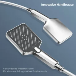 EMKE Duschsäule inkl. Umsteller Chrom, Duschsystem mit armatur, extra‑flache Kopfbrause, Badewannenarmatur, Edelstahl