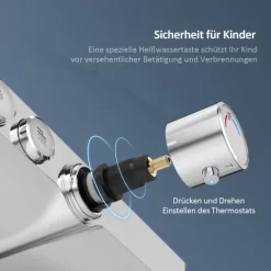 EMKE Duschsäule inkl. Umsteller Chrom, Duschsystem mit armatur, extra‑flache Kopfbrause, Badewannenarmatur, Edelstahl