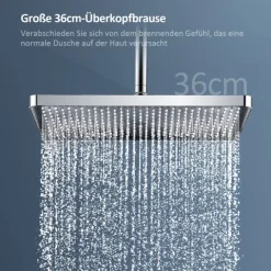 EMKE Duschsäule inkl. Umsteller Chrom, Duschsystem mit armatur, extra‑flache Kopfbrause, Badewannenarmatur, Edelstahl