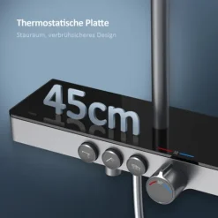 EMKE Duschsäule inkl. Umsteller Anthrazit, Duschsystem mit armatur, extra‑flache Kopfbrause, Badewannenarmatur, Edelstahl