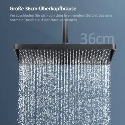 EMKE Duschsäule inkl. Umsteller Anthrazit, Duschsystem mit armatur, extra‑flache Kopfbrause, Badewannenarmatur, Edelstahl