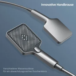 EMKE Duschsäule inkl. Umsteller Anthrazit, Duschsystem mit armatur, extra‑flache Kopfbrause, Badewannenarmatur, Edelstahl
