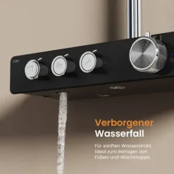 EMKE Duschsystem mit Thermostat inkl. Umsteller & Thermostat Chrom Kopfbrause Ø26 cm + Handbrause Chrom