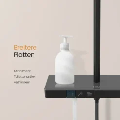 EMKE Duschsystem mit Thermostat Rund Schwarz 3-Wege-Umsteller Regendusche Ø 26 cm Handbrause Ø 13 cm