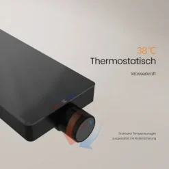 EMKE Duschsystem mit Thermostat Rund Schwarz 3-Wege-Umsteller Regendusche Ø 26 cm Handbrause Ø 13 cm