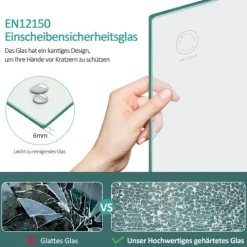 EMKE Duschwand für Badewanne 100 x 140 cm Badewannenaufsatz schwenkbar 6 mm ESG Sicherheitsglas NANO-Beschichtung Chrom