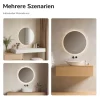 EMKE LED Badspiegel Ø 70 cm, 3 Lichtfarben, LED-Hintergrundbeleuchtung, Touchschalter, Anti-Beschlag