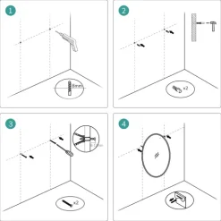 EMKE LED Badspiegel Ø 70 cm, 3 Lichtfarben, LED-Hintergrundbeleuchtung, Touchschalter, Anti-Beschlag