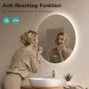 EMKE LED Badspiegel Ø 60 cm, Badezimmerspiegel 3 Lichtfarben, LED-Hintergrundbeleuchtung, Touchschalter, Anti-Beschlag
