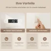 EMKE LED Badspiegel 100 x 60 cm, 3 Lichtfarben einstellbar, mit LED-Uhr & Kosmetikspiegel
