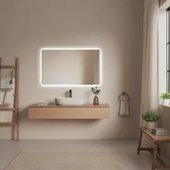 EMKE LED Badspiegel 100 x 60 cm mit Beleuchtung Wandspiegel mit 3 Lichtfarben Touch-Schalter