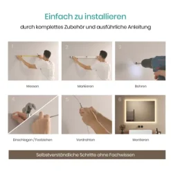 EMKE LED Badspiegel 70 x 50 cm mit Beleuchtung Warmweiß