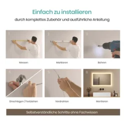 EMKE LED Badspiegel 70 x 50 cm mit Beleuchtung Warmweiß