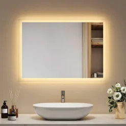 EMKE LED Badspiegel 70 x 50 cm mit Beleuchtung Warmweiß