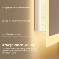 EMKE LED Badspiegel 70 x 50 cm mit Beleuchtung Warmweiß