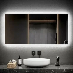 EMKE LED Badspiegel 120 x 60 cm mit Kippschalter & Anti-Beschlag Warmweiß/Kaltweiß