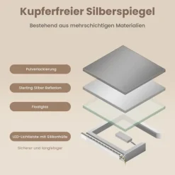 EMKE LED Badspiegel 120 x 60 cm mit Kosmetikspiegel, Kaltweiß dimmbar