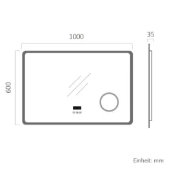 EMKE LED Badspiegel 100 x 60 cm, 3 Lichtfarben einstellbar, mit Anti-Beschlag, Bluetooth-Lautsprecher & Kosmetikspiegel