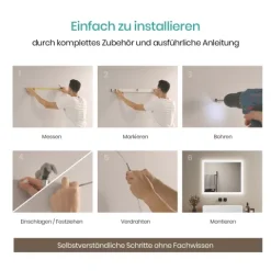EMKE LED Badspiegel 60 x 50 cm mit Kippschalter & Anti-Beschlag Warmweiß/Kaltweiß