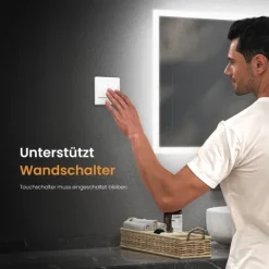 EMKE LED Badspiegel 60 x 50 cm mit Kippschalter & Anti-Beschlag Warmweiß/Kaltweiß