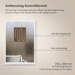 EMKE LED Badspiegel mit Glasablage 70 x 50 cm Badezimmerspiegel Kaltweiß Stufenlos dimmbar Beschlagfrei Touch-Schalter