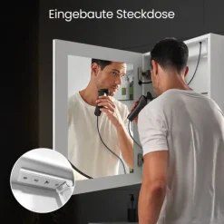 EMKE LED Spiegelschrank 50 x 70 cm 3 Lichtfarben & Antibeschlag Silberweiß