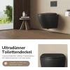 EMKE Wand-WC Set CT02 Tiefspüler ohne Spülrand D-Form schwarz matt mit WC-Sitz und Absenkautomatik