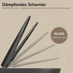 EMKE Wand-WC Set CT02 Tiefspüler ohne Spülrand D-Form schwarz matt mit WC-Sitz und Absenkautomatik