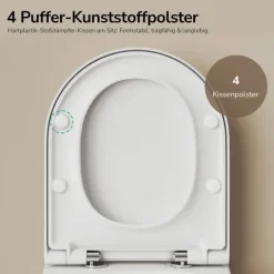 EMKE Wand-WC Set CT01 Tiefspüler ohne Spülrand D-Form weiß glänzend mit WC-Sitz und Absenkautomatik