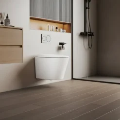 EMKE Wand-WC Set CT01 Tiefspüler ohne Spülrand D-Form weiß glänzend mit WC-Sitz und Absenkautomatik