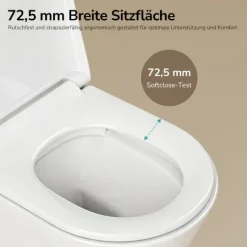 EMKE Wand-WC Set CT01 Tiefspüler ohne Spülrand D-Form weiß glänzend mit WC-Sitz und Absenkautomatik