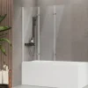 EMKE Badewannenaufsatz Faltbare 3-teilig 130 x 140 cm NANO-Beschichtung ESG Sicherheitsglas
