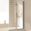 EMKE Badewannenaufsatz 100 x 140 cm 2-teilig Duschwand für Badewanne Faltbare mit Nano-Beschichtung 6 mm ESG Glas Chrom